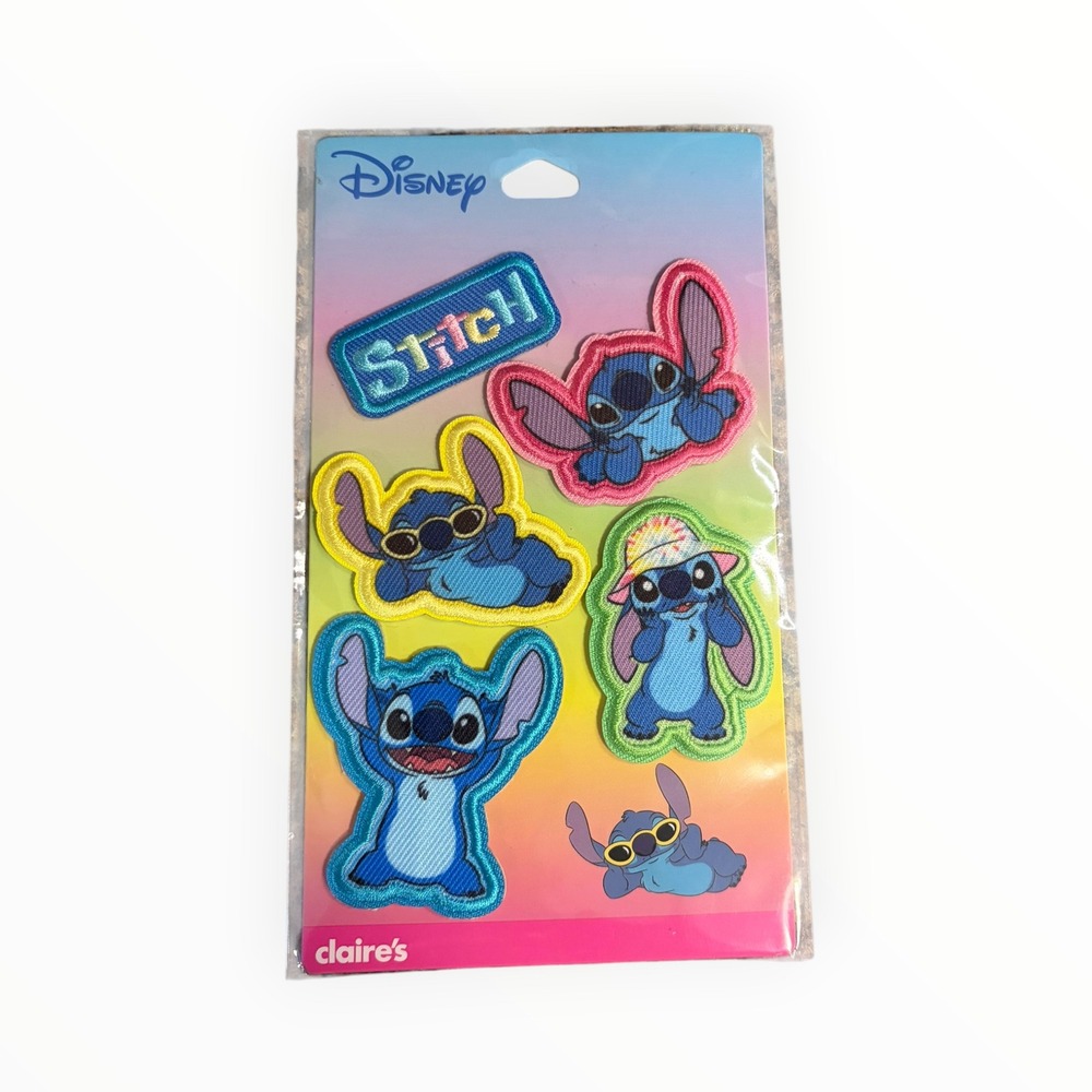 Disney Lilo & Stitch Claire's Iron On Patch Set 5 Pack Neon Tuesday Embroidered